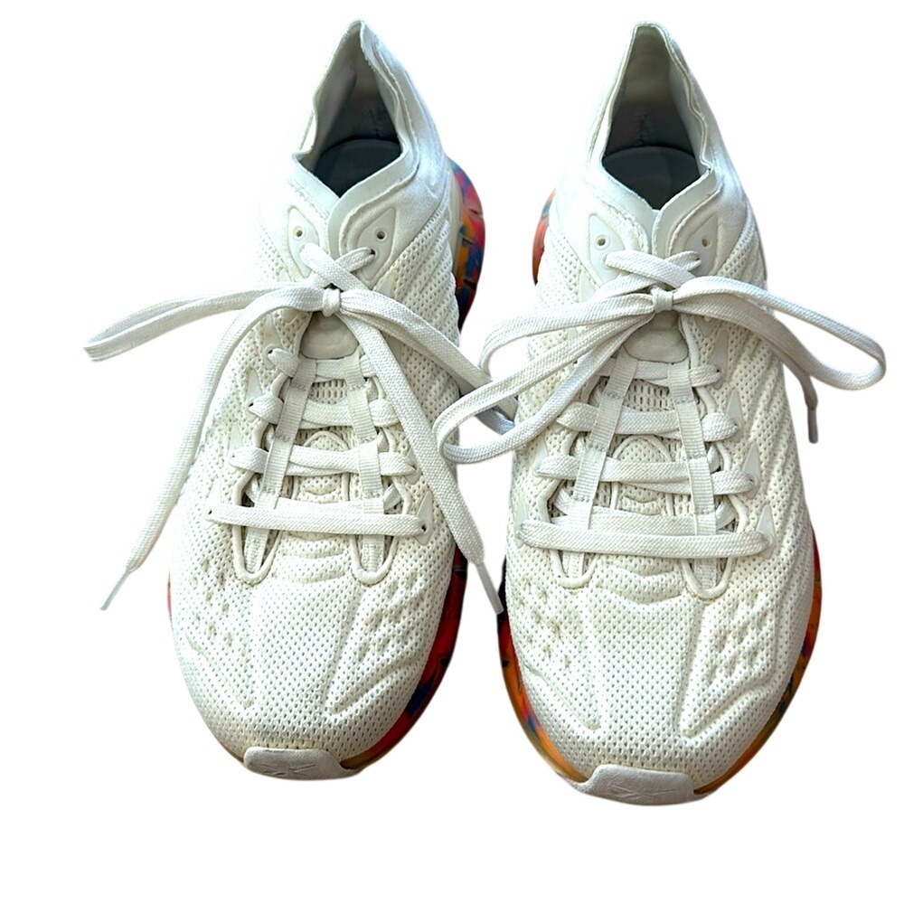 Reebok Zig Kinetica II Women's White Rainbow Tie Dye Athletic Shoes Size 8.5